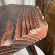 Tabouret de ferme français  tripode en bois années 60