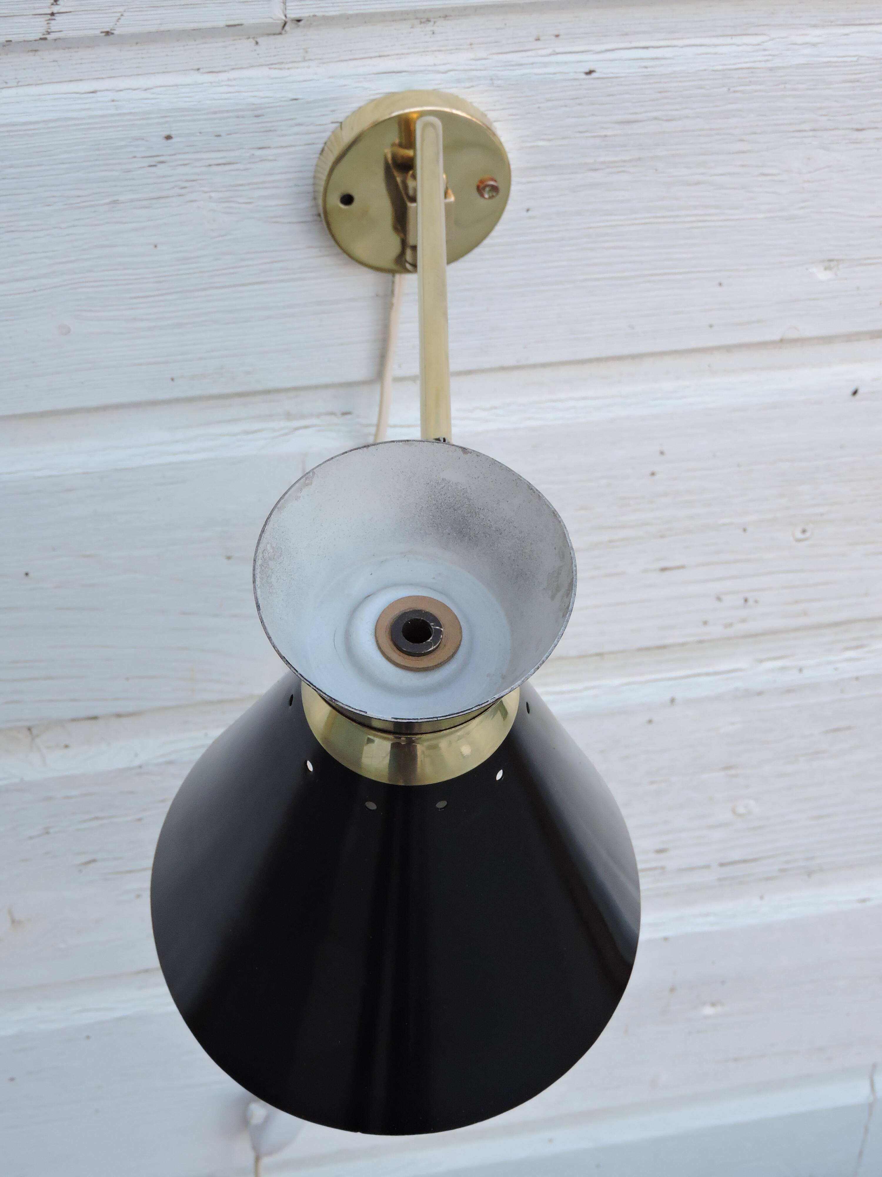 Adjustable stem wall lamp with ball head, diabolo lampshade
