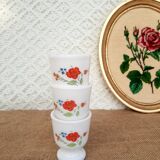 3 coquetiers Arcopal France fleurs coquelicot
