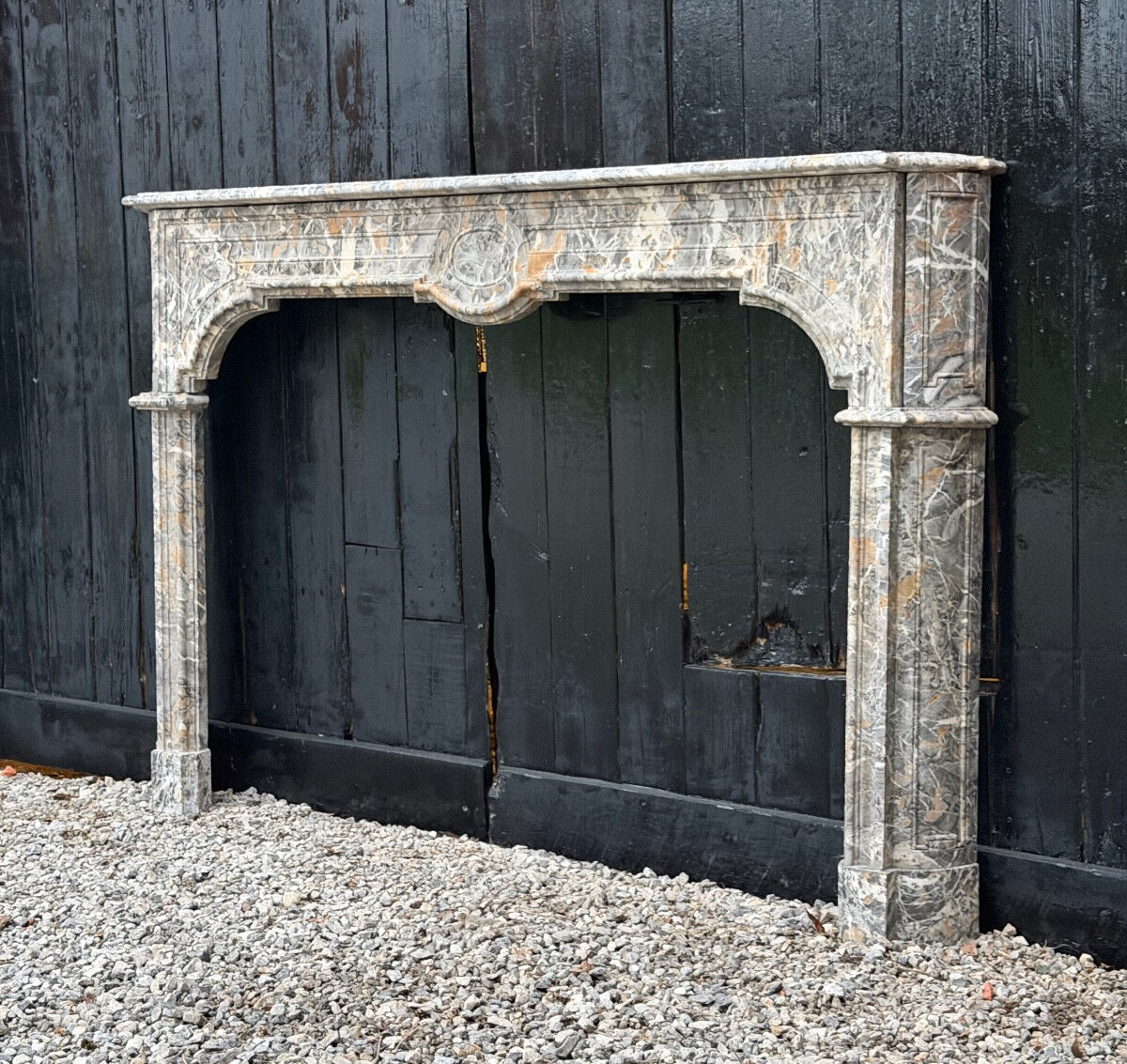 Regency fireplace in grey Ardennes marble, 18th century