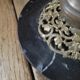 Bedside desk lamp glass molded diamond spikes marble base dp 1022234