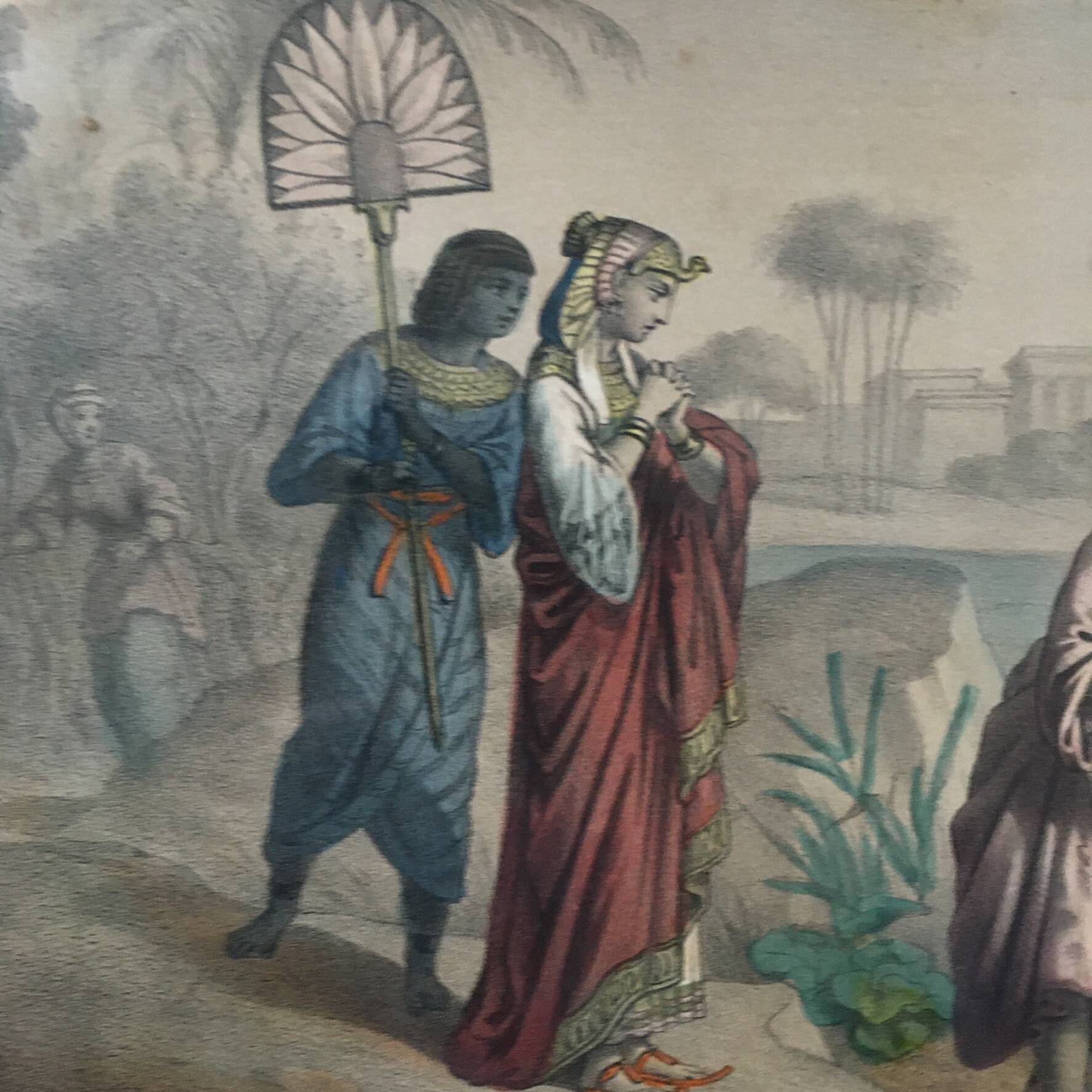 Illustration ancienne Moise sauvé des eaux