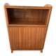 Brown trapezoidal wooden bar cabinet from the 1960s with a niche and lockable flap.