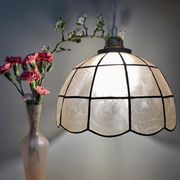 Vintage suspension lamp in mother-of-pearl and brass