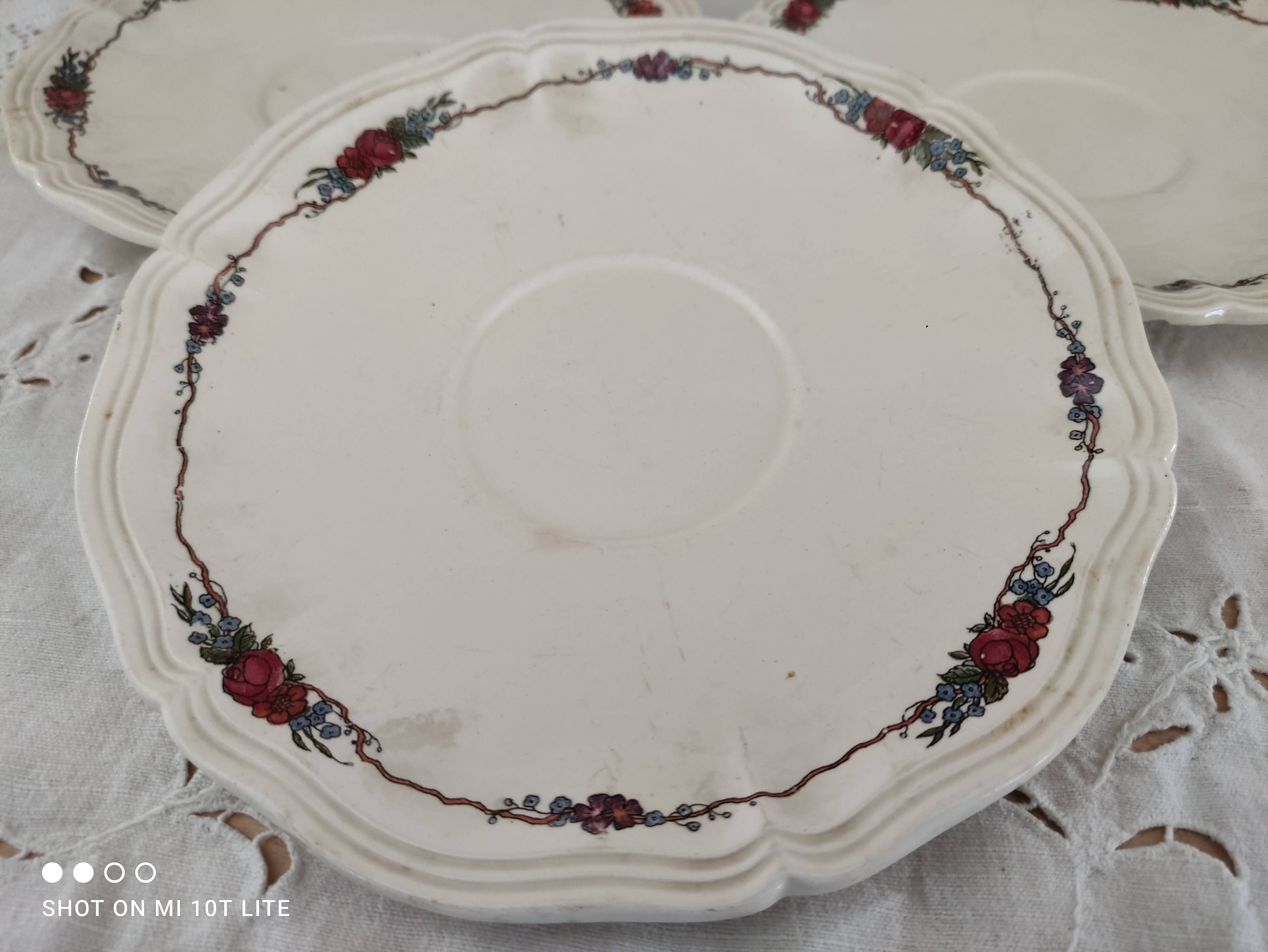 Set of 3 large Sarreguemines Obernai model saucers