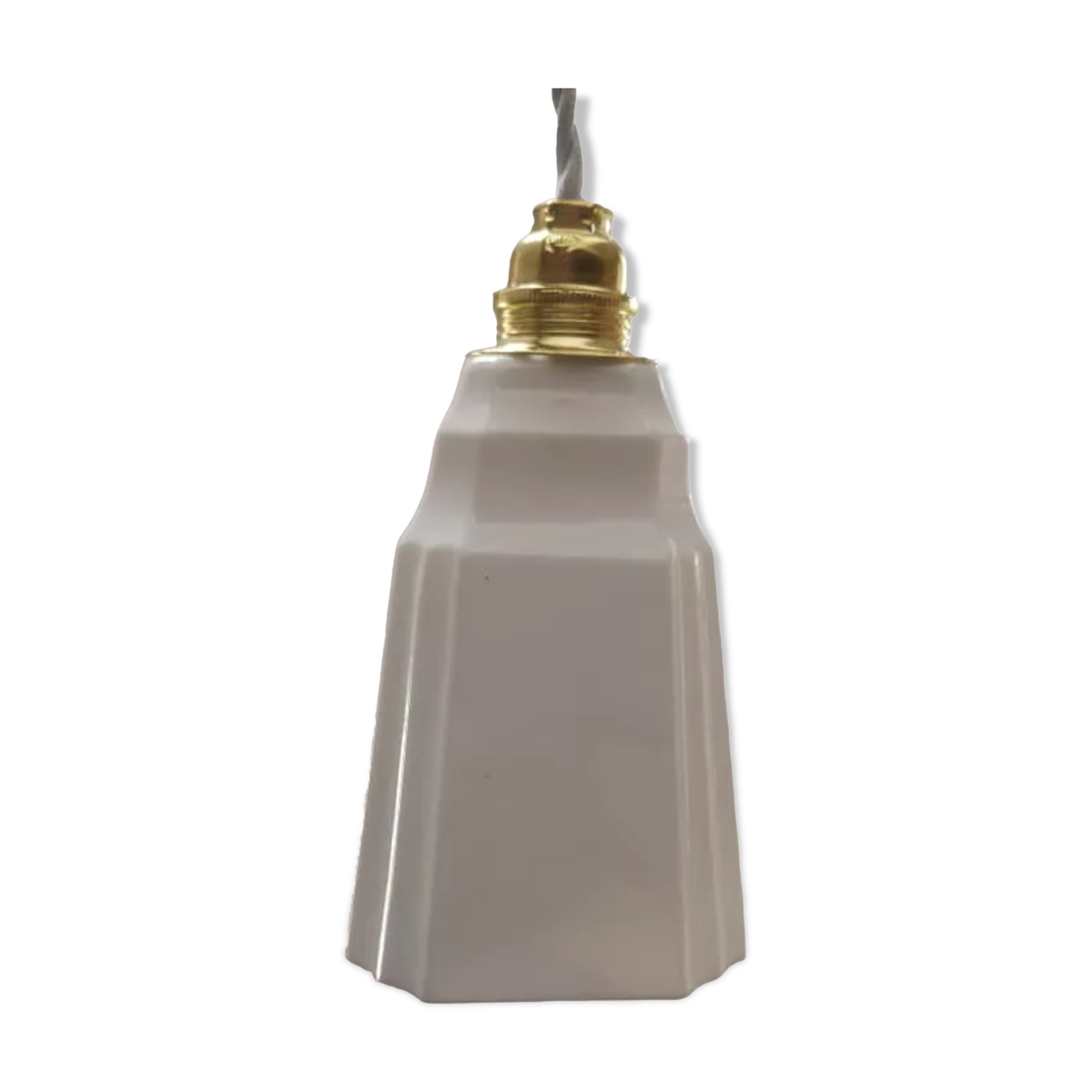 Abat jour tulipe suspension baladeuse en verre opaline art déco 1930 tbe øouverture 8.8 cm