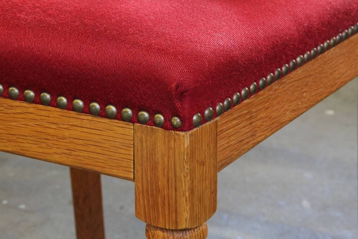 Vintage 1940s/50s solid oak Danish farmhouse chairs, Baroque style set of 4