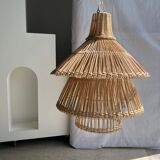 Rattan pendant lamp or light in the shape of an Asian lantern