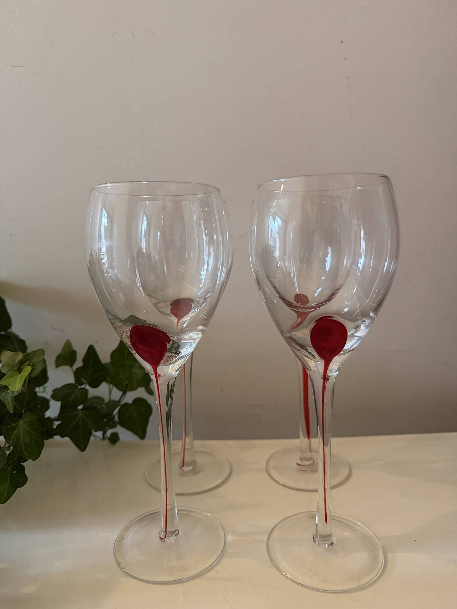 Luminarc Pop Art Red Drip Wine Glasses