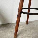 High tripod oak stool