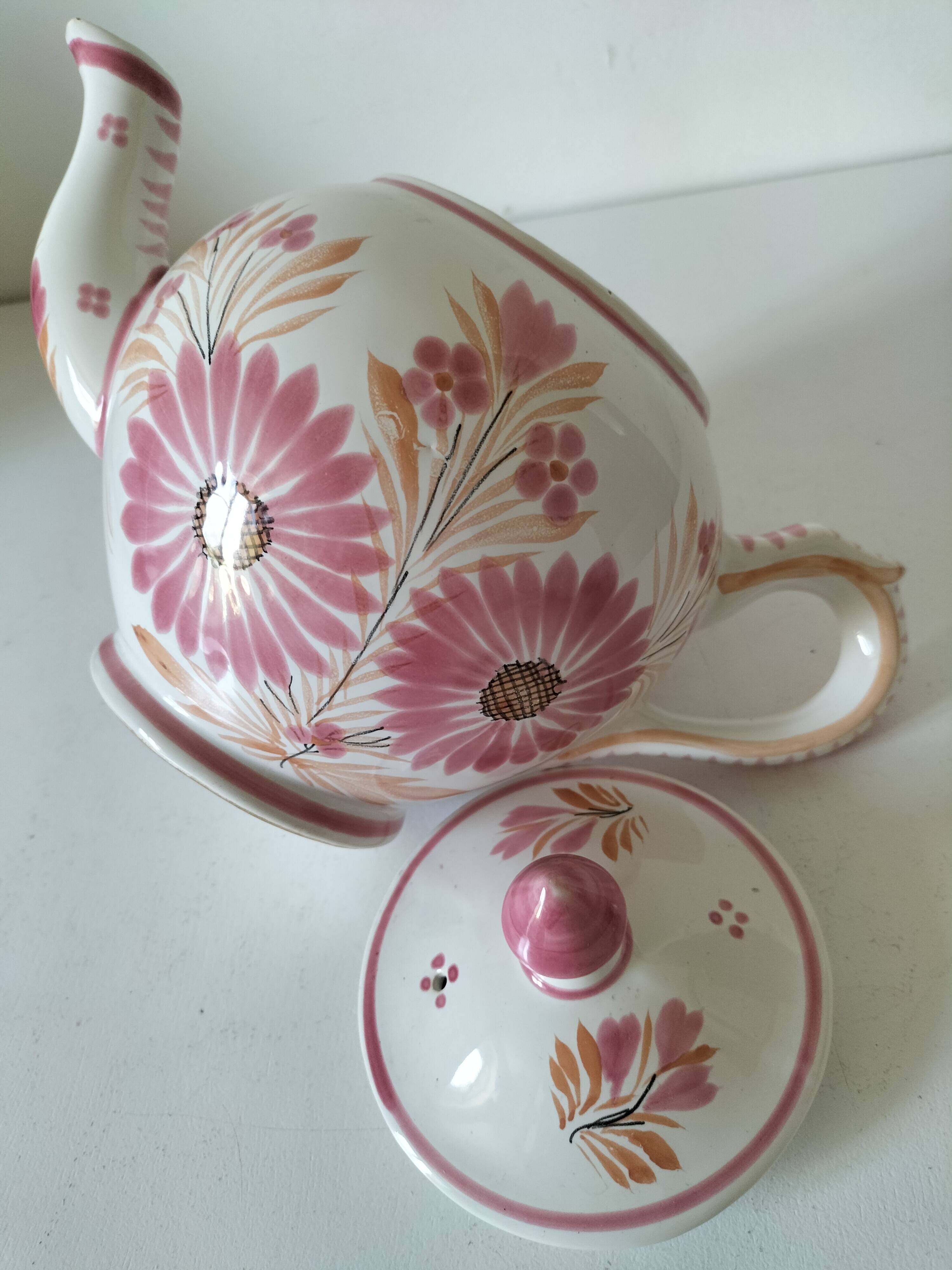 Henriot Quimper pink teapot
