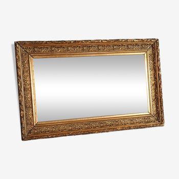 Miroir dans cadre XIXe siècle bois stuc doré 43,5x27,5 cm SB