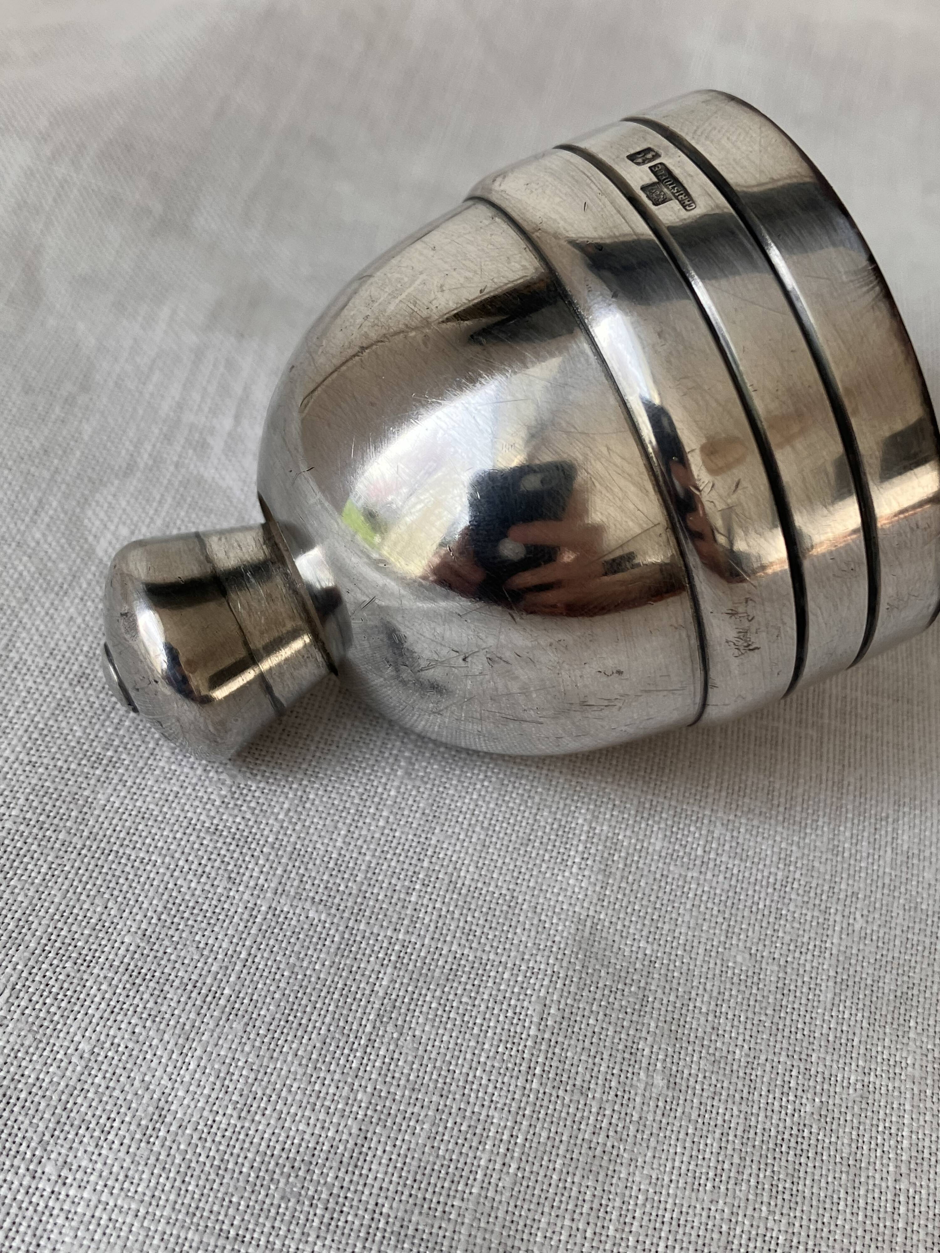 Saupoudreuse poudrier à sucre Christofle cristal et métal argenté Megeve