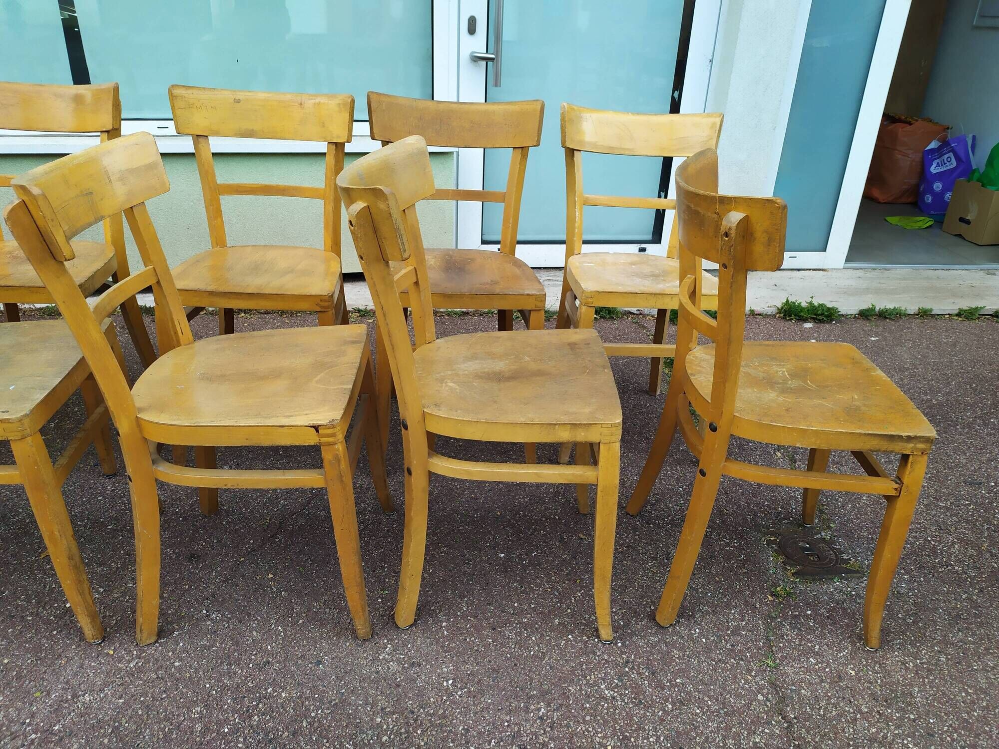 Lot de 12 chaises de bistrot bar bois vintage luterma