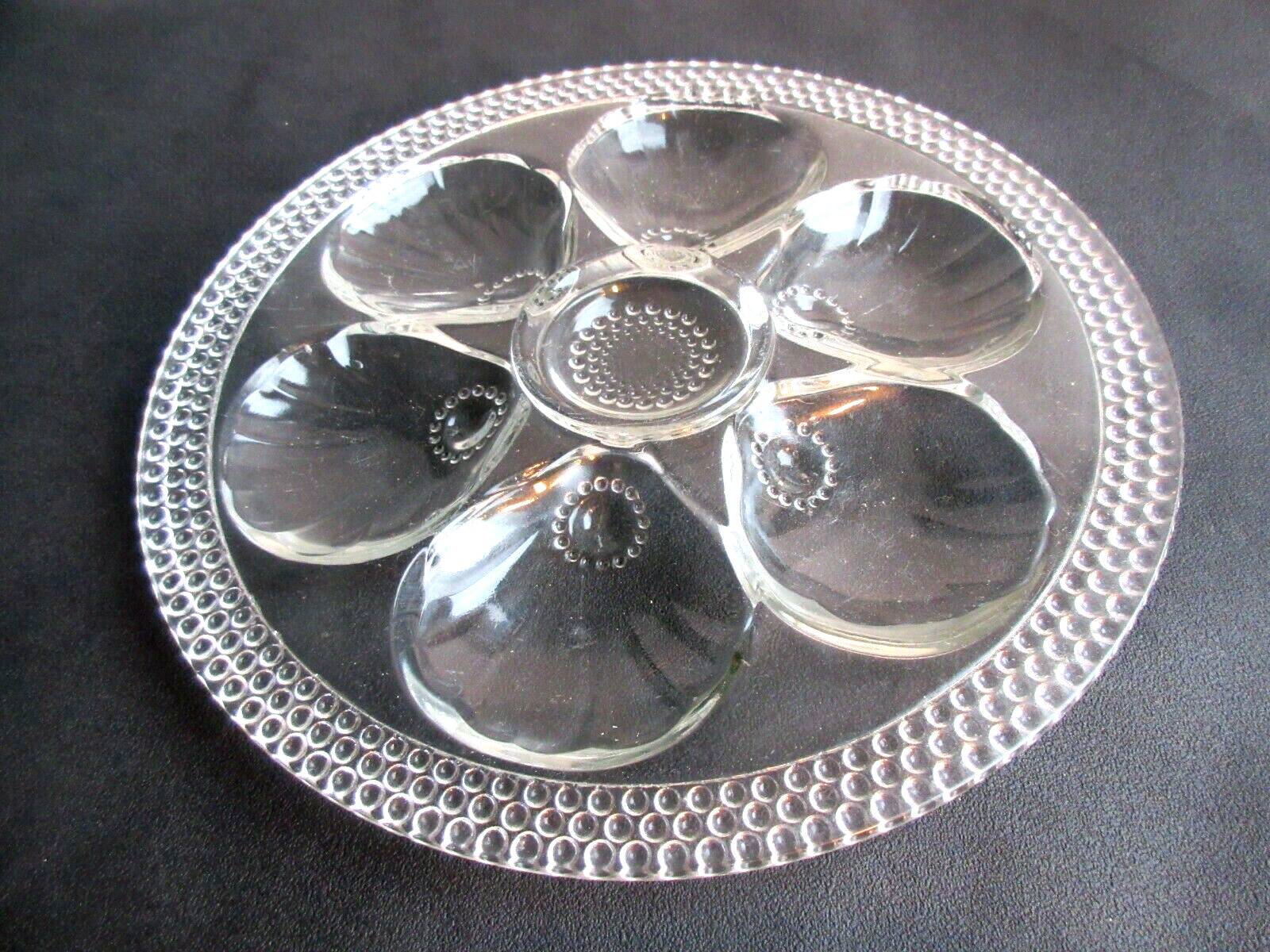 Set of 9 oyster plates in thick glass quite heavy, vintage or Art Deco
