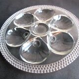 Set of 9 oyster plates in thick glass quite heavy, vintage or Art Deco