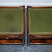 Bedside Tables with Green Leather Top