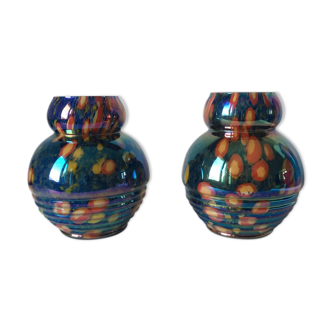 Pair of Vases with tiers Kralik millefiori