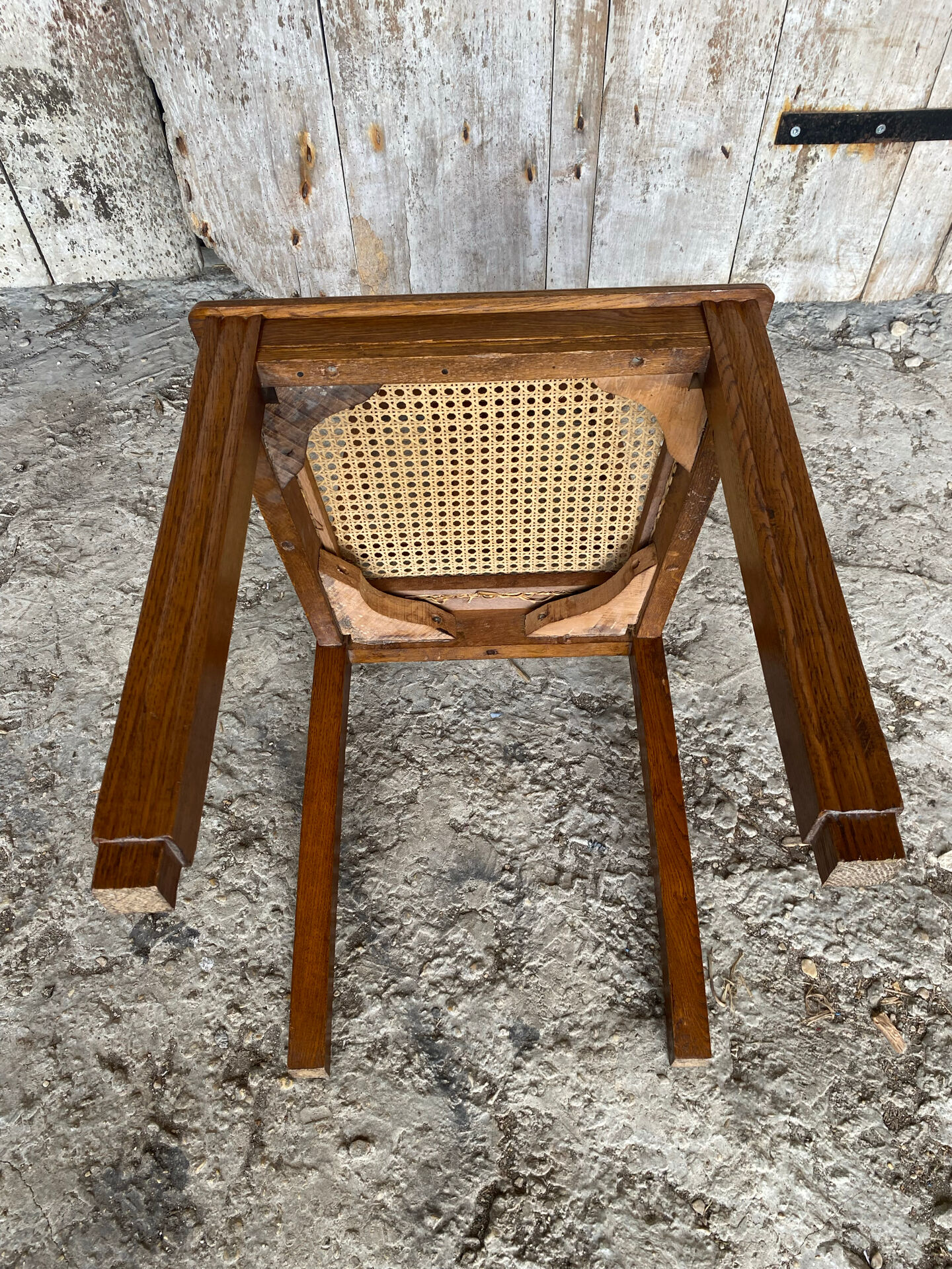 Vintage Art Deco Chair Wood & Cane Seat #E088