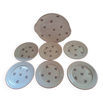 Set of 6 plates and cake dish