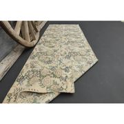 1970s Vintage Turkish Hand-Knotted Wool Cotton Tan Runner Rug 93x287