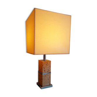 Unilux lamp in cork and chrome 70's