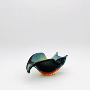 Pocket Vase Flavio Poli Murano Crystal Sommerso Blue Petrol Amber 21cm
