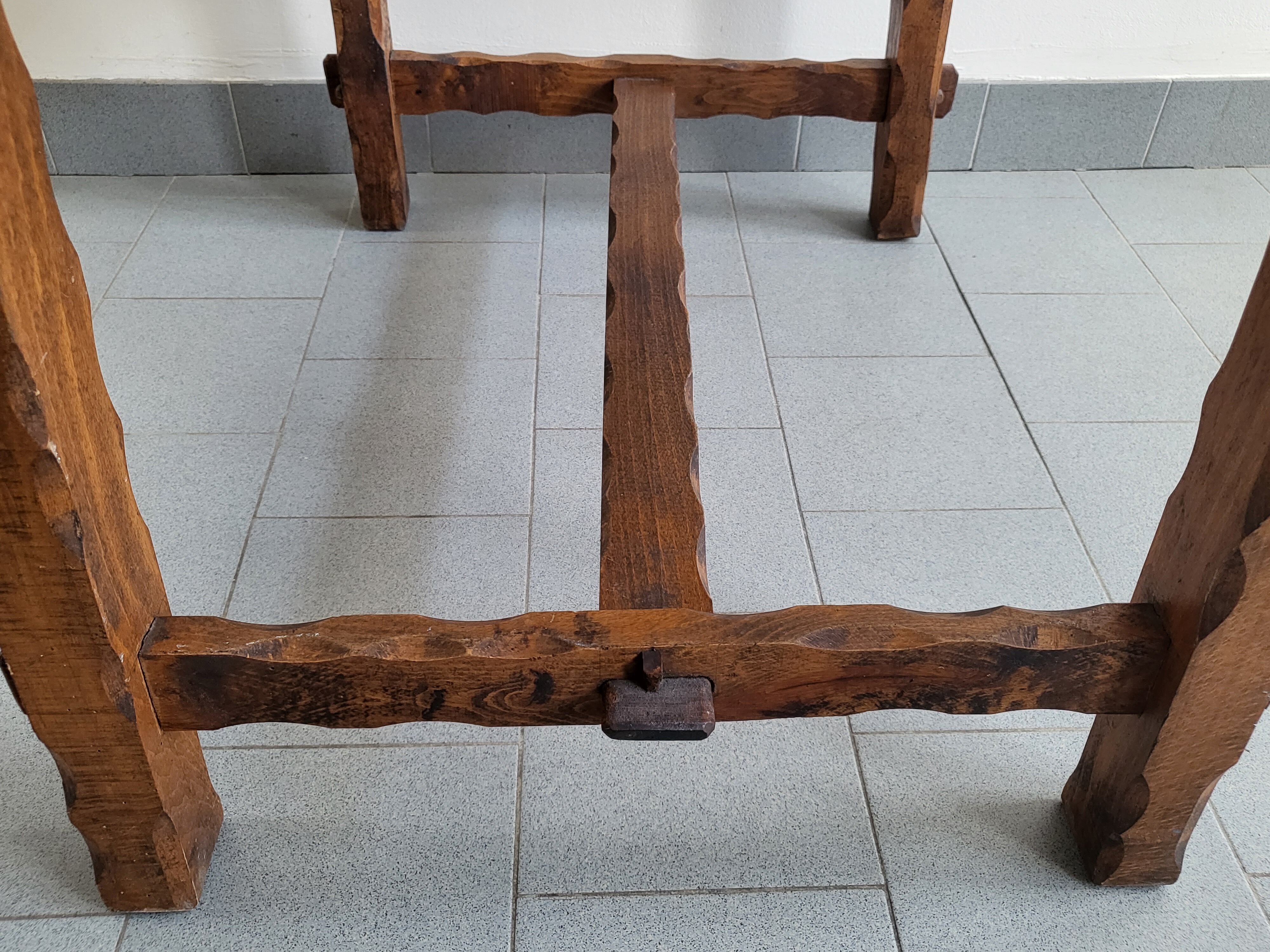Vintage brutalist oak table 1970