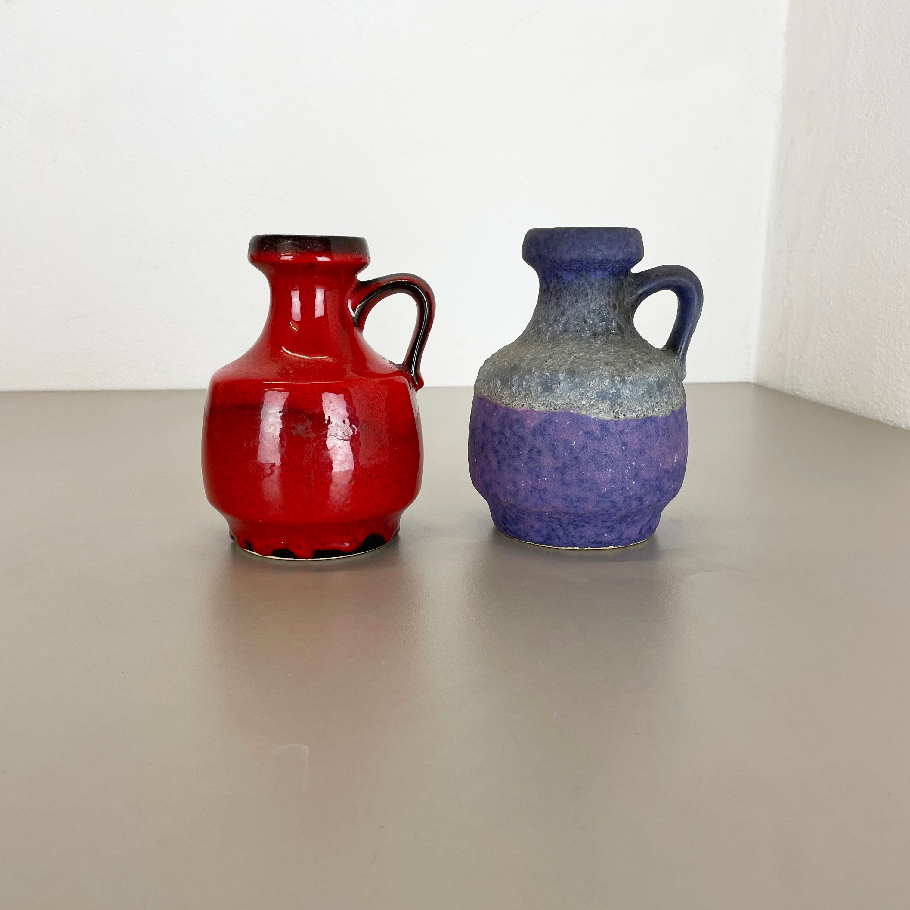 Set of Two Pottery Fat Lava Vases "Purple-Red" by Jopeko, Germany, 1970s