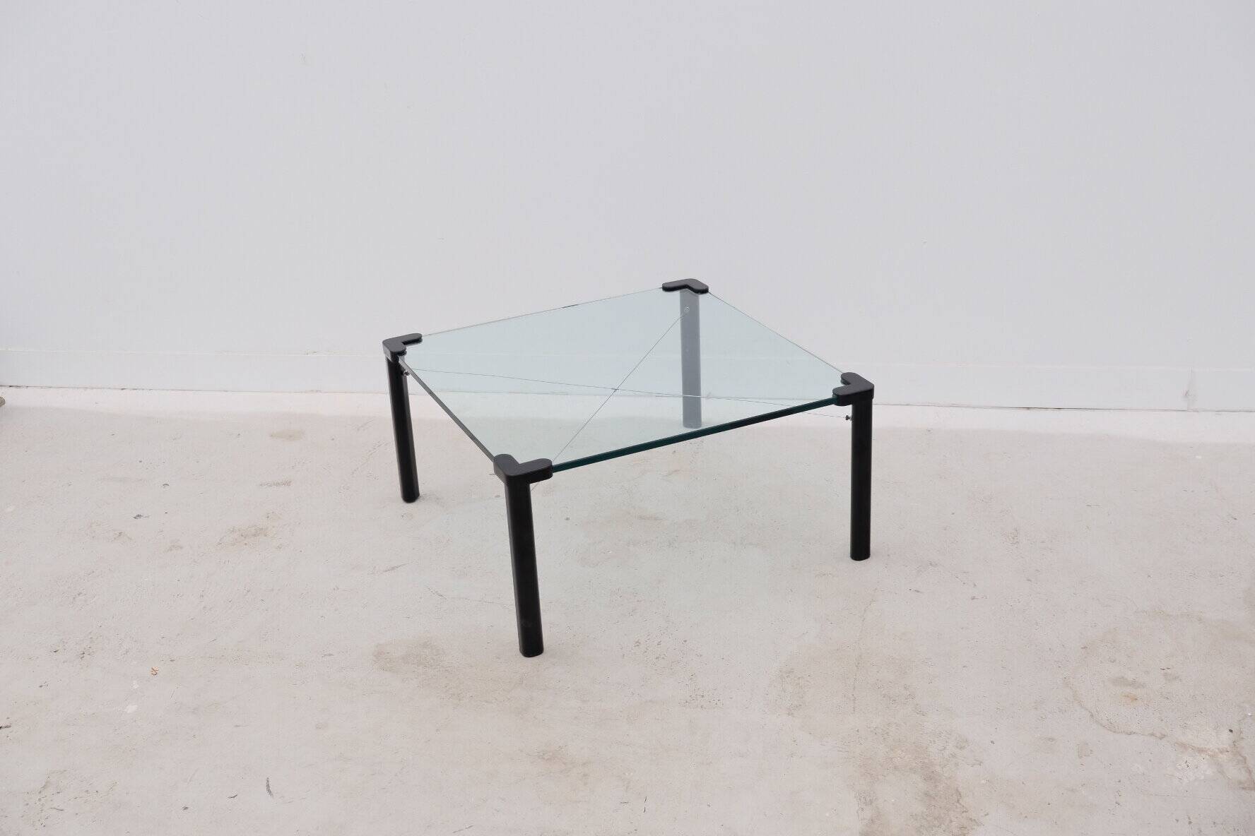Glass and metal coffee table, 1980