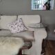 End of sofa, pedestal table, side table paget top in chrome-plated glass base