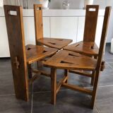Suite of 4 brutalist-style tripod chairs