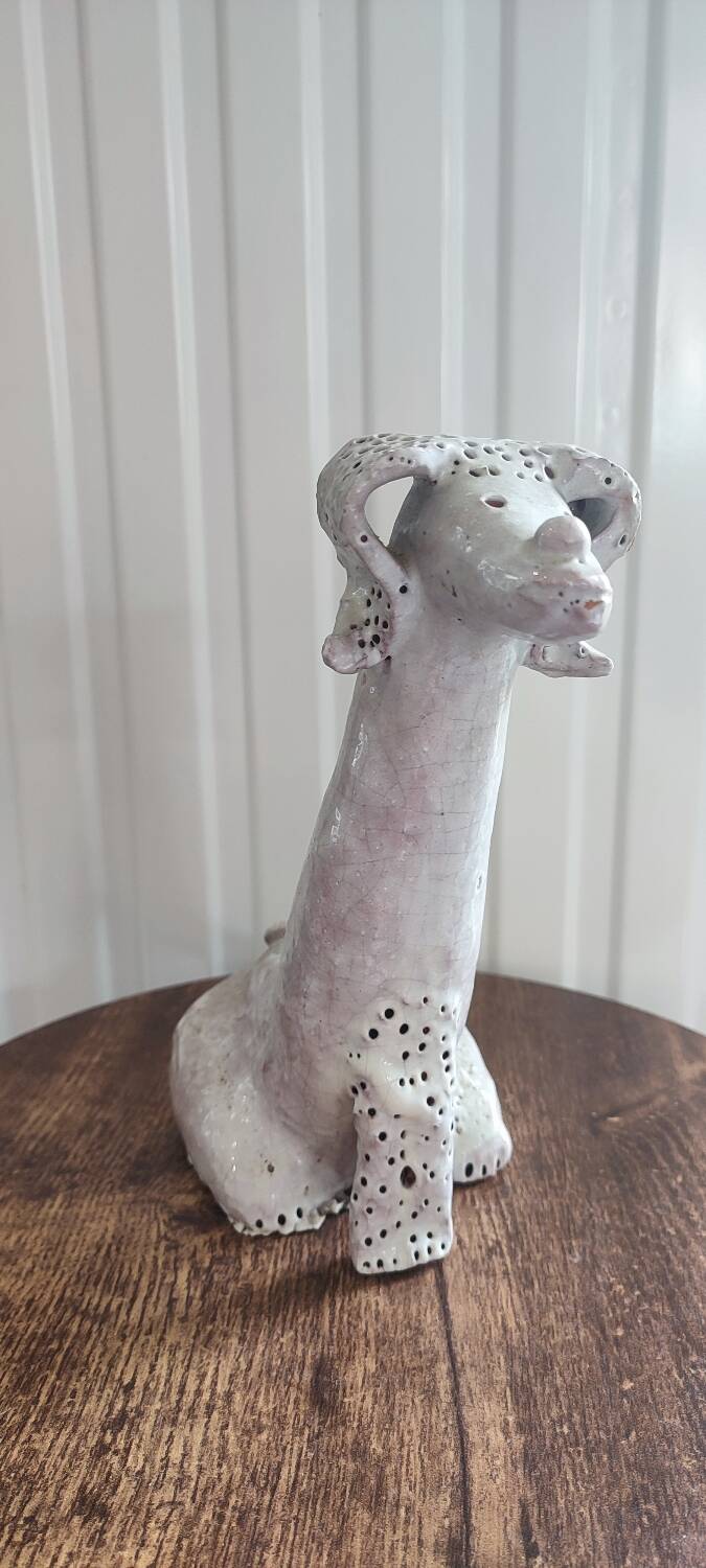 Antique zoomorphic sculpture in glazed terracotta