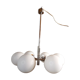 Chrome Sputnik chandelier and white frosted glass globes
