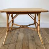 Rattan and bamboo coffee table 60s