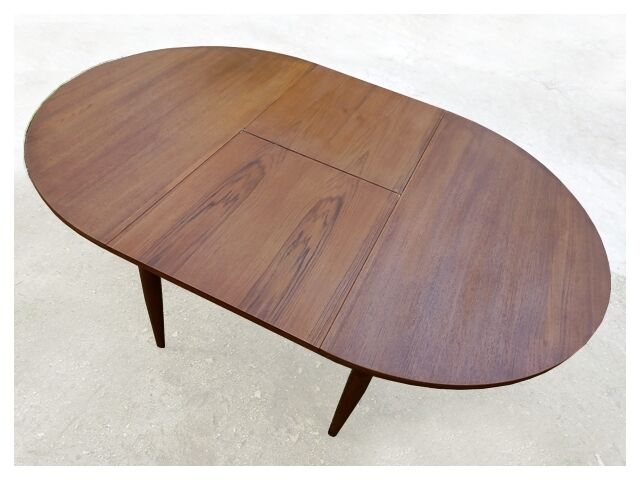 Vintage Scandinavian teak dining round table 60s