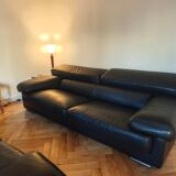 Roche Bobois black leather sofas – 3/4 seats + 2 seats