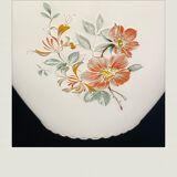 Balladous white glass, patterns small pink flowers and green foliage