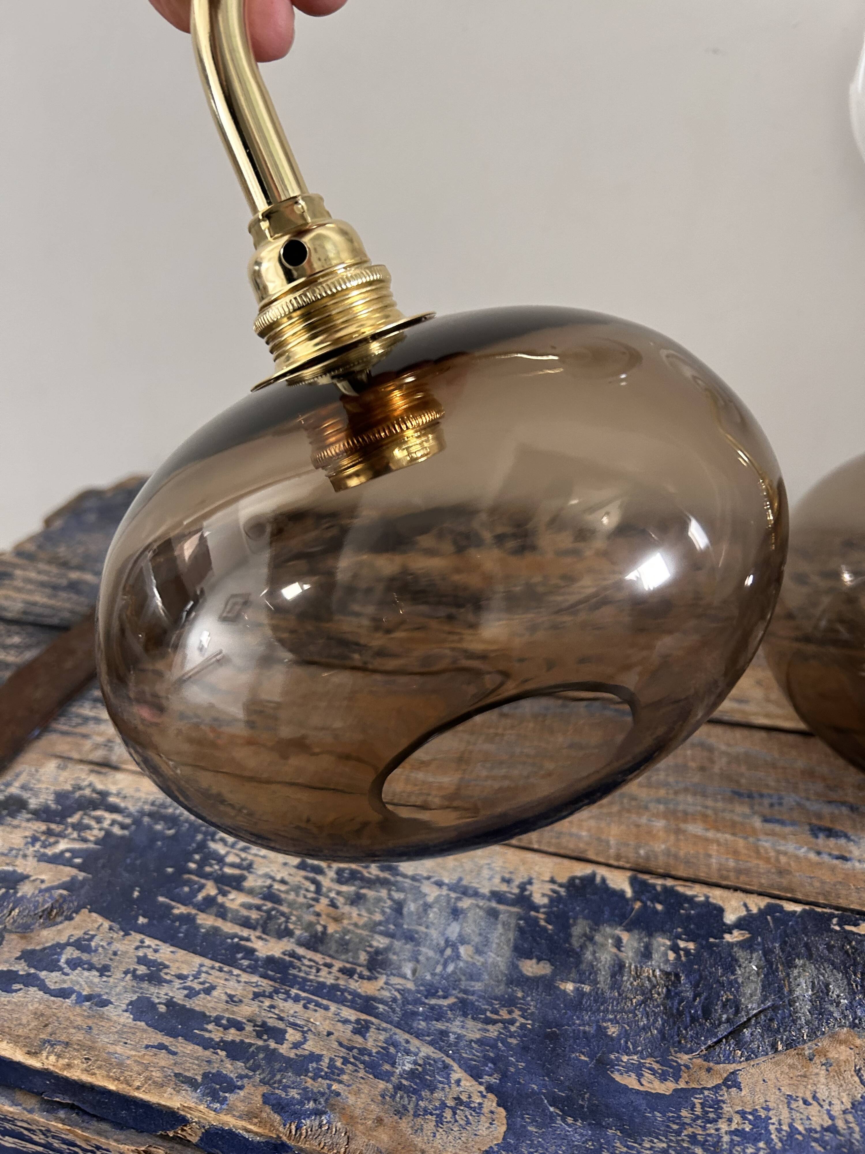 Pair of smoked glass wall lights