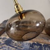Pair of smoked glass wall lights