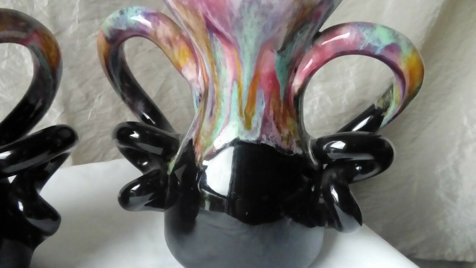 Pair of vintage vases in twisted ceramic