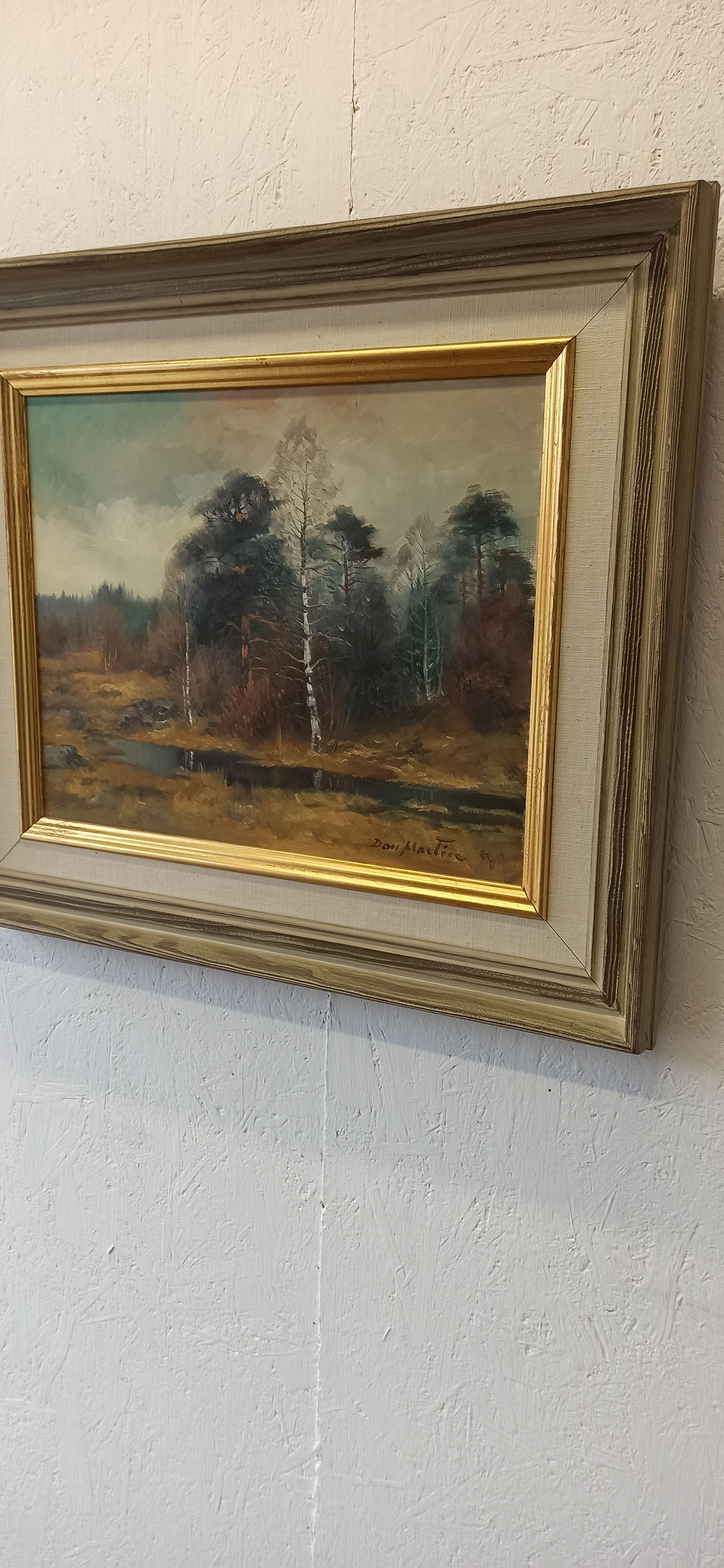 Huile sur toile. Paysage forestier par Dan Martin Masell (1910-1999).