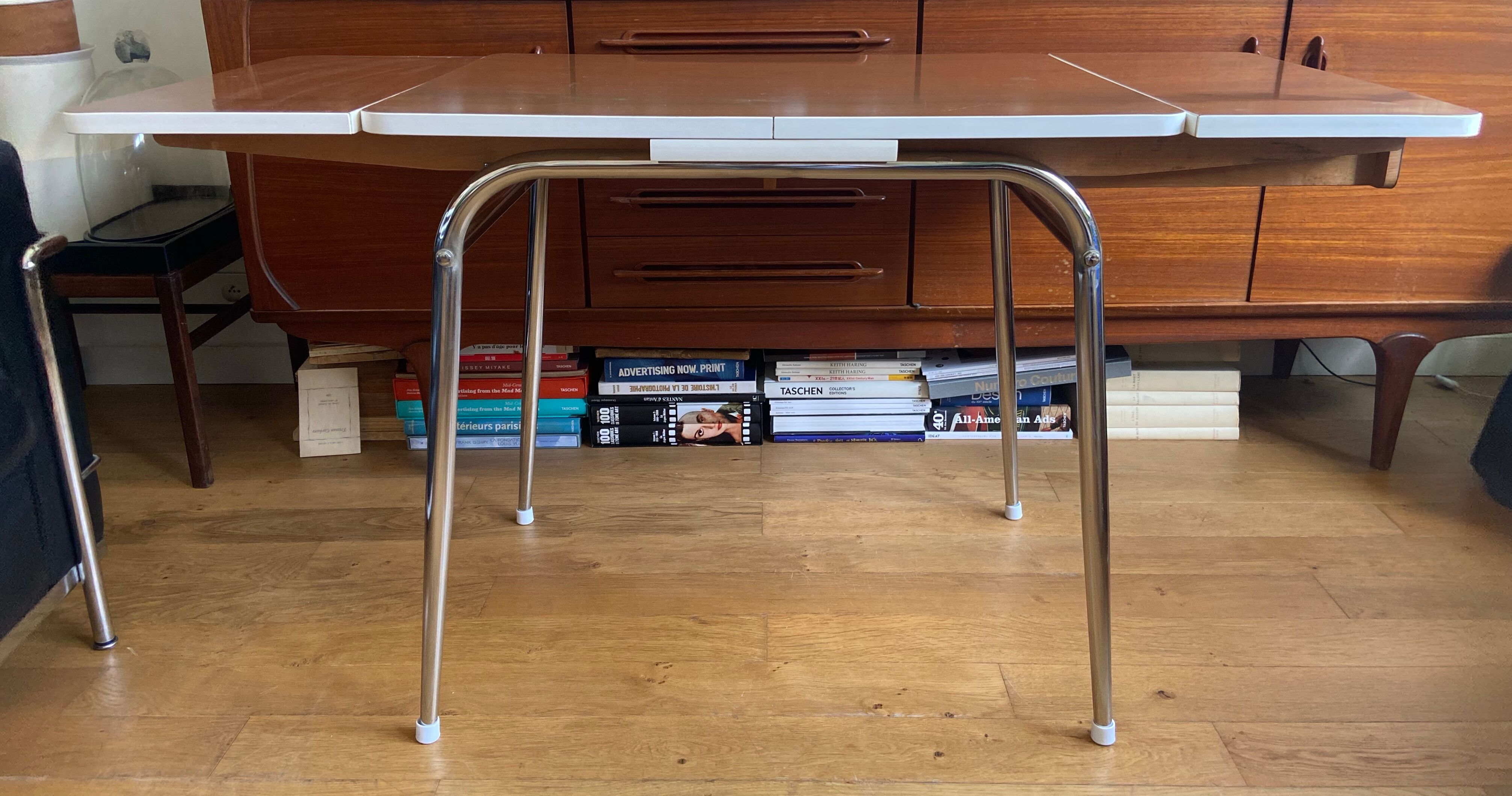 Formica table with extension cords