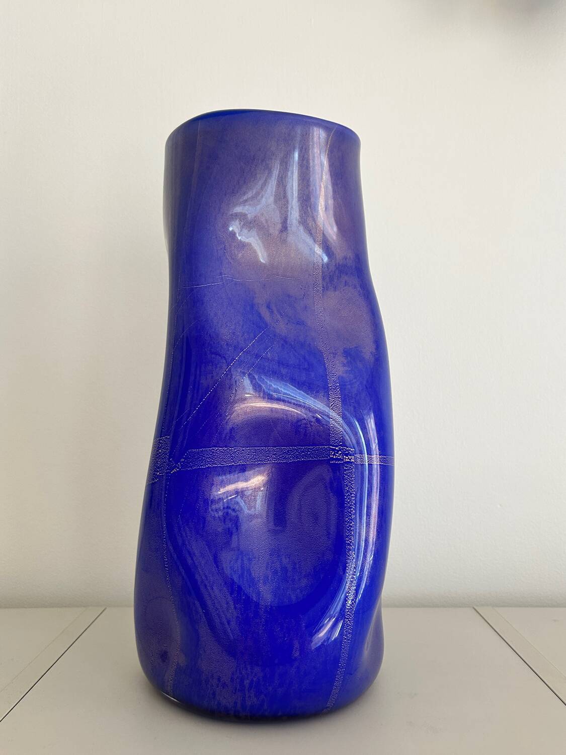 Blue/Gold Murano XL Vase 40cm height