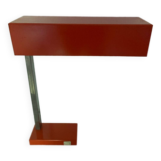 Grande lampe de bureau orange vintage années 70 en métal
