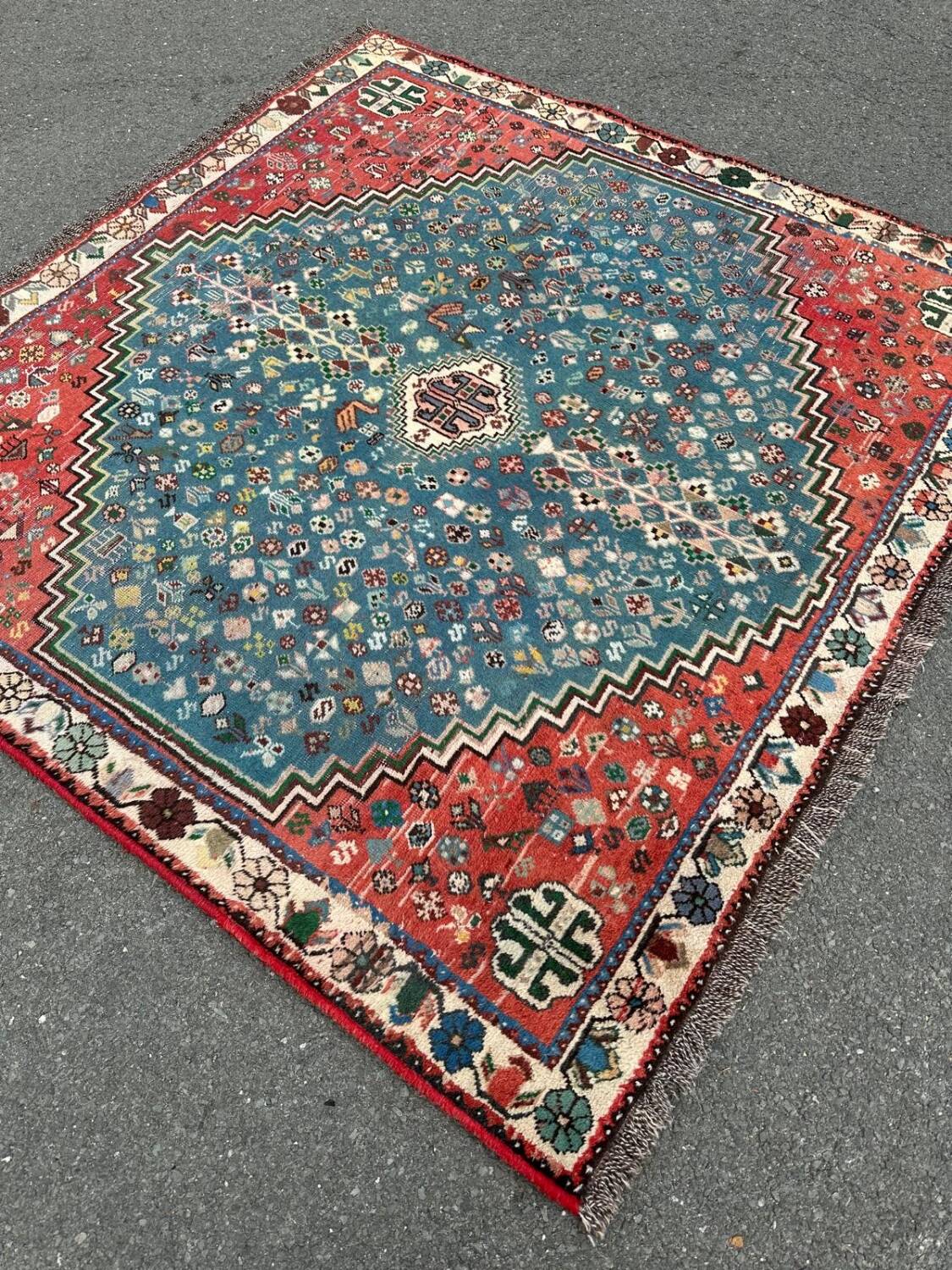 Handmade square Persian rug