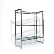 Vintage Italian freestanding shelf in chrome with glass shelves, 1970s.
