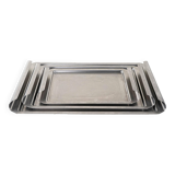 Set of stainless steel trays, Italian design, 1970s, made in Italy