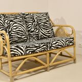 Vintage rattan sofa 2 places year 60