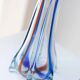 Vintage Murano glass vase - clear glass with blue and red details - timeless design from Italy in the 1970s - gift idea, table decoration.